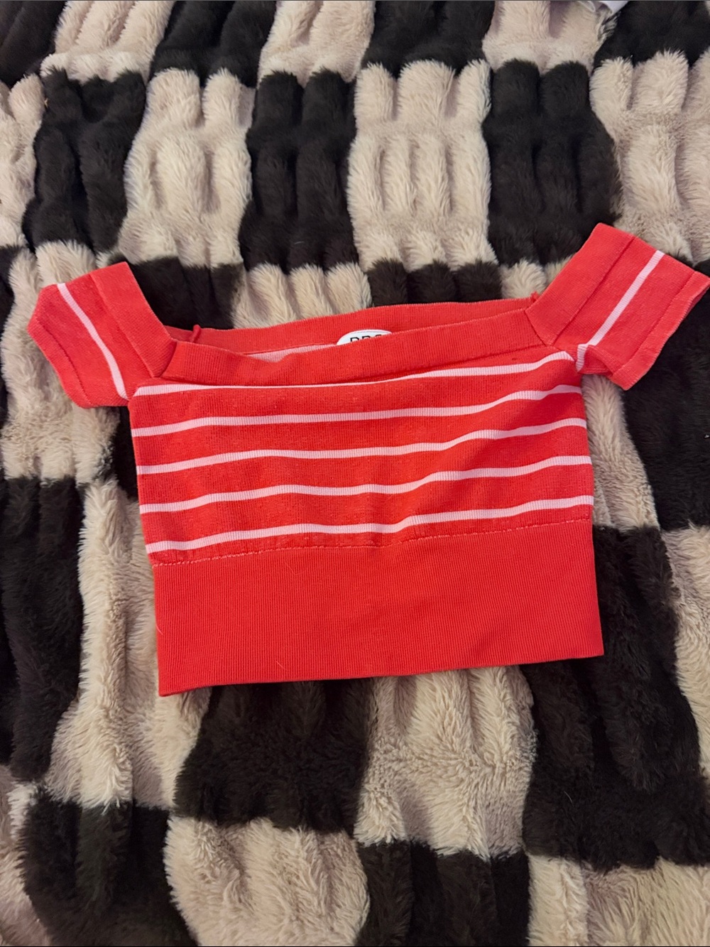 Urban outfitters Girls Red Stripe Off-Shoulder Knit Top